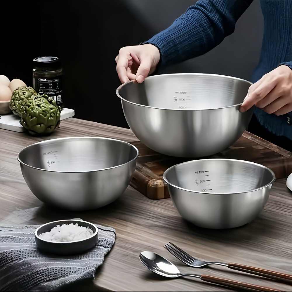 Food Storage And Preparation - 4-delige set roestvrijstalen slakom met schaal