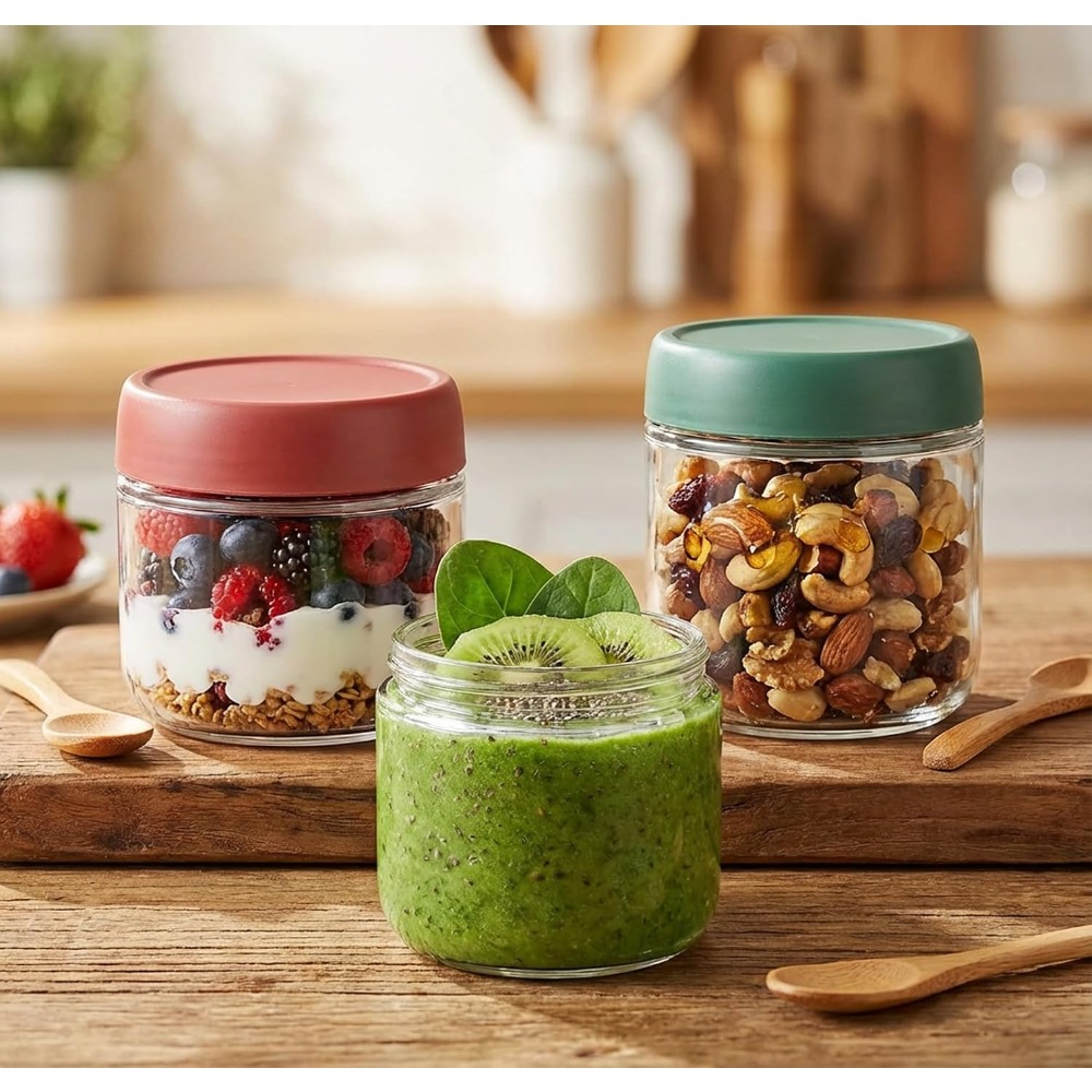 Food Storage Jar Glass - 3-pack glazen potten van 10 oz
