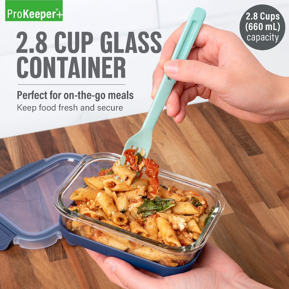 Food Storage Pantry - 2,8-cup glazen voedselbewaarbak met siliconen bodem