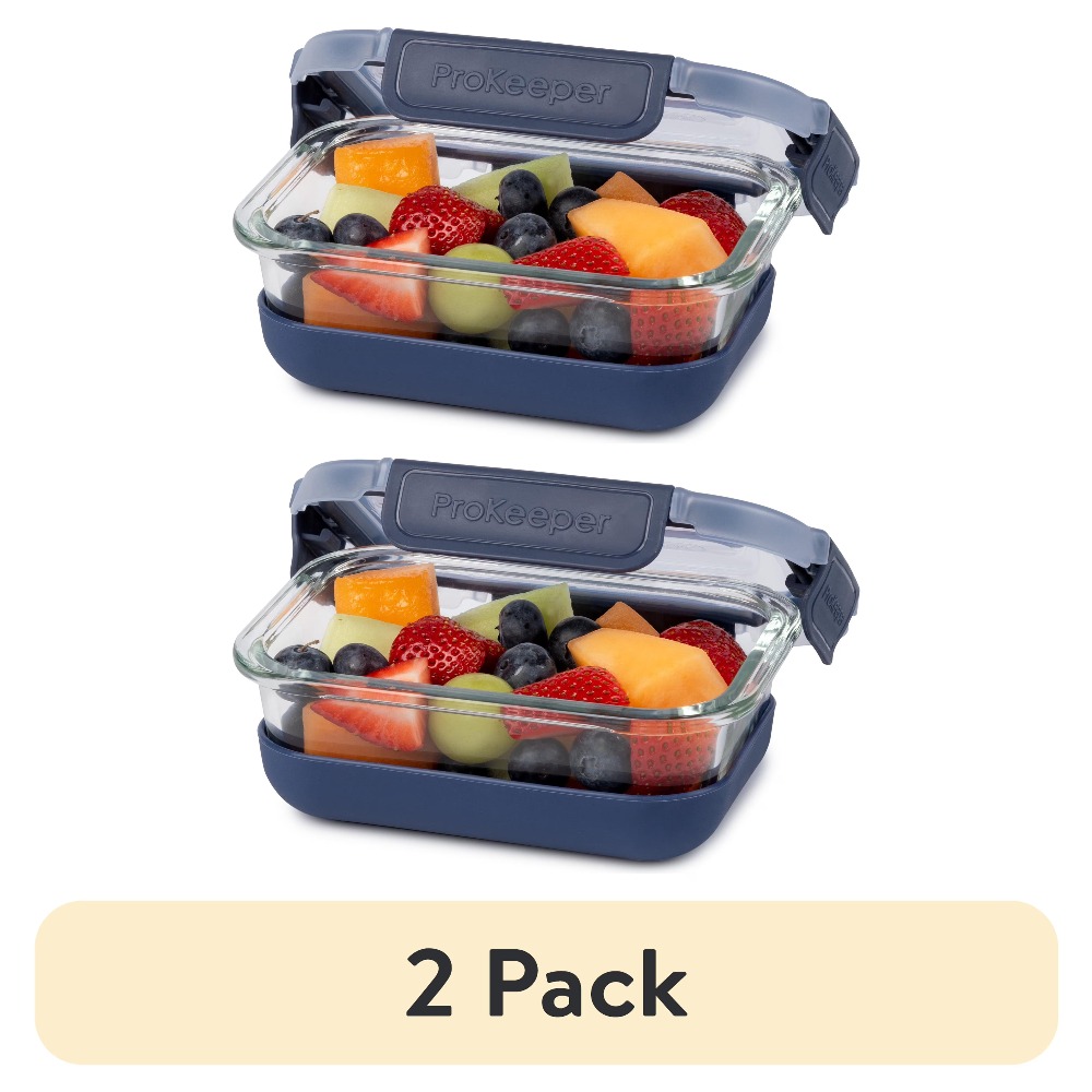 Food Storage Pantry - 2-pack glazen voedselbewaarcontainers van 1,6 kopjes
