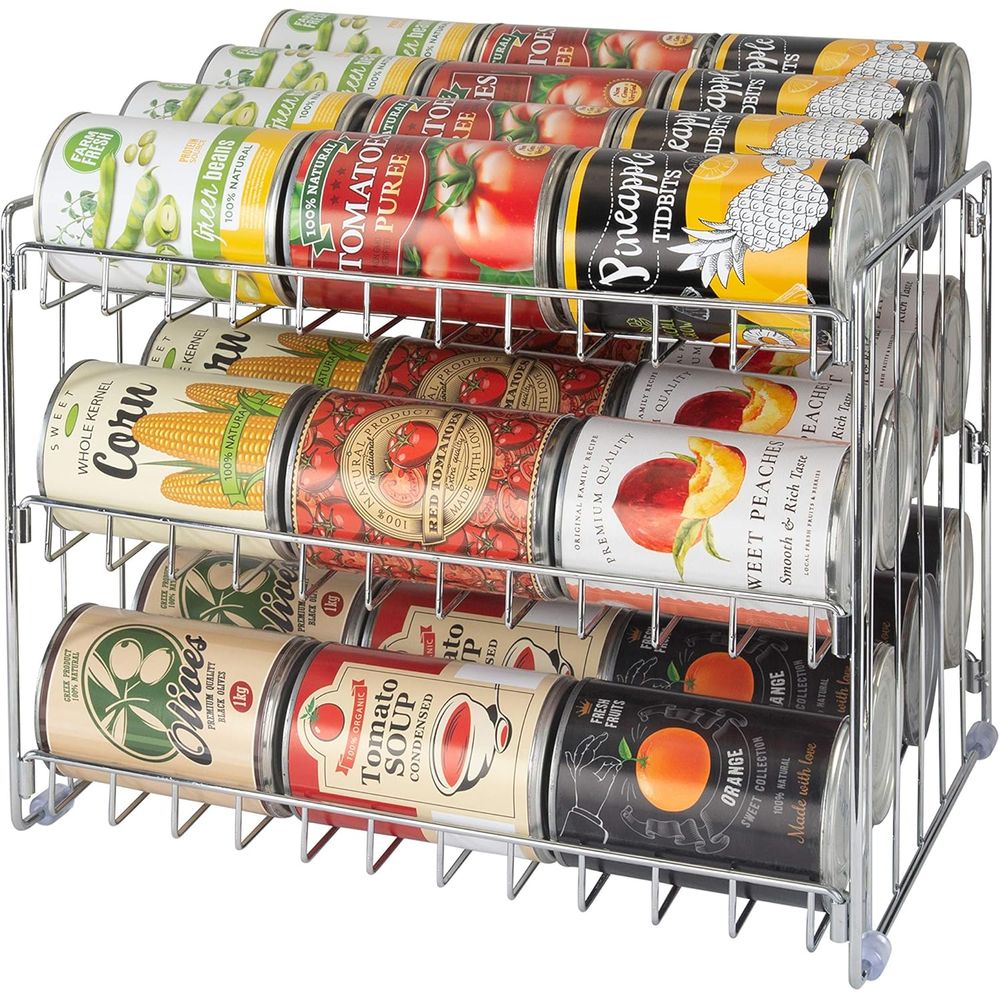 Food Storage Pantry - 3-laags blikjesorganizer | Chroomstalen rek voor