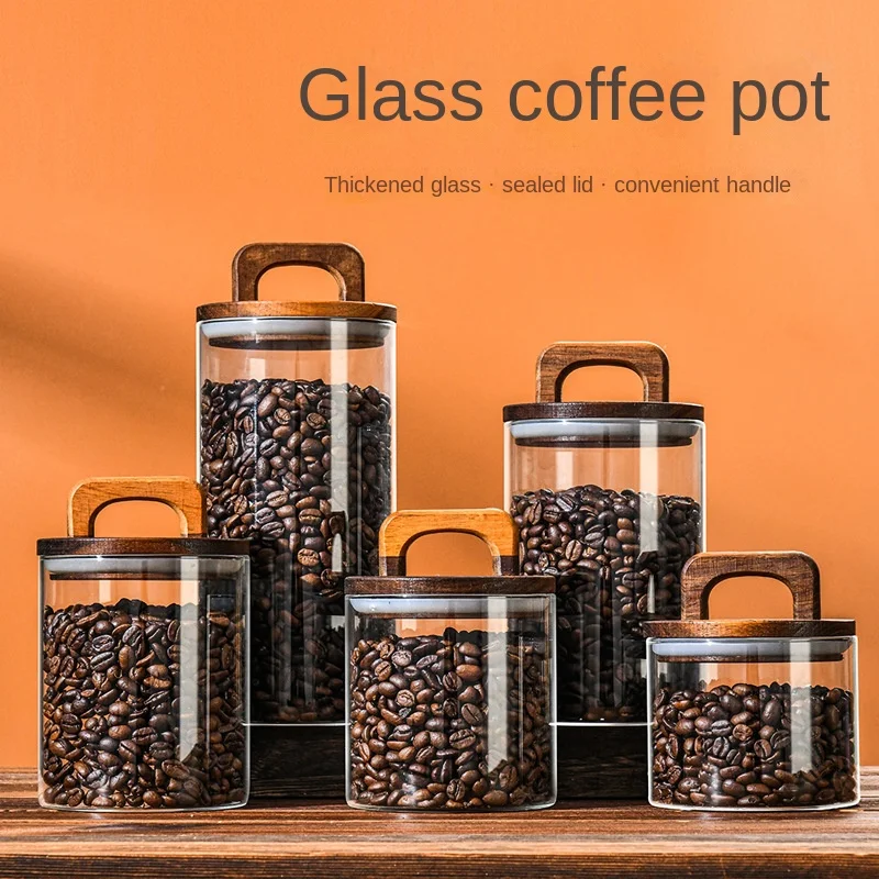 Glass Food Storage Xl - 700-2100 ml Glazen pot met houten