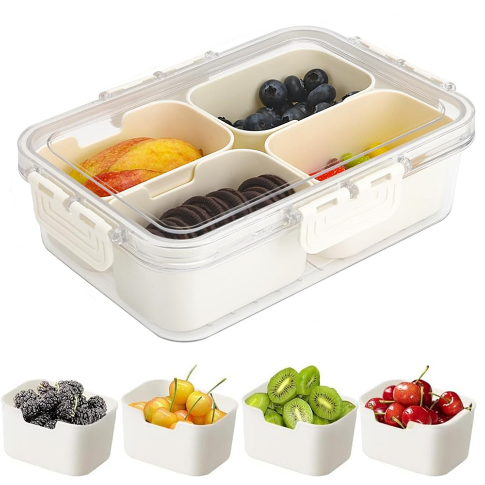 Food Storage On Table - Draagbare voedselbewaarbox, snackbox, 4 compartimenten met