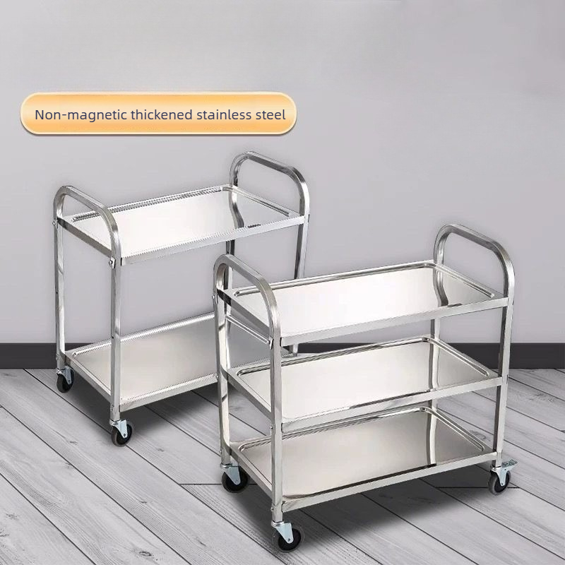 Food Storage In Restaurant - Roestvrijstalen trolley, zware voedselwagen, hotel serveerwagen,