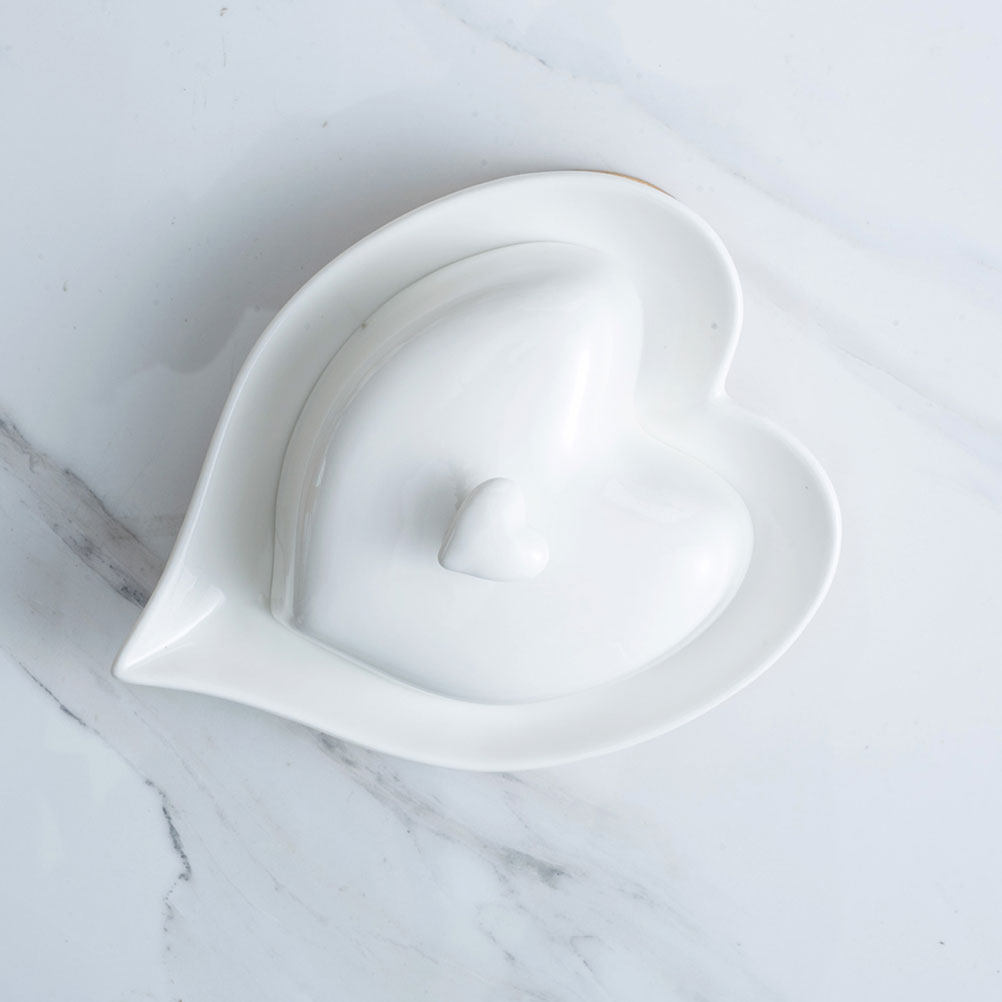Food Storage In Restaurant - 1Set Hartvormige keramische boterplaat Decoratieve boteropslaghouder