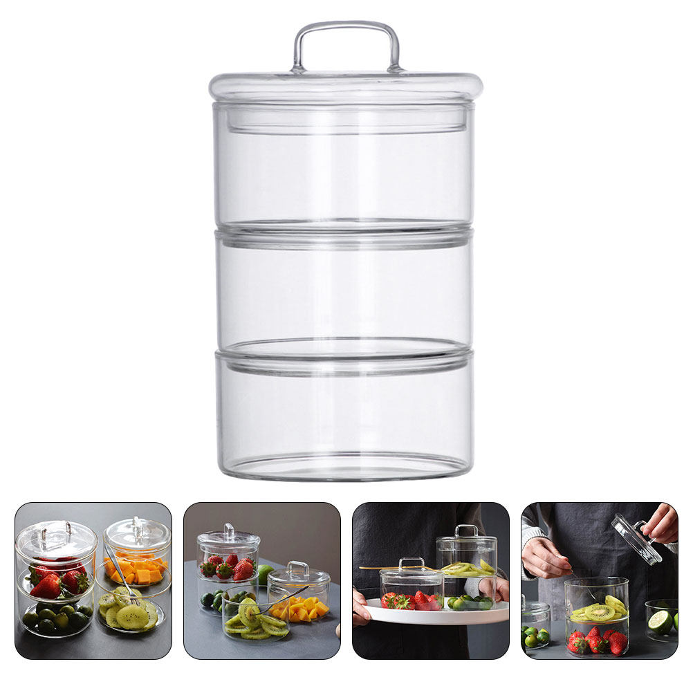 Food Storage Jar Glass - 1Set Glazen Opbergkom Salade Serveercontainer Stapelbare