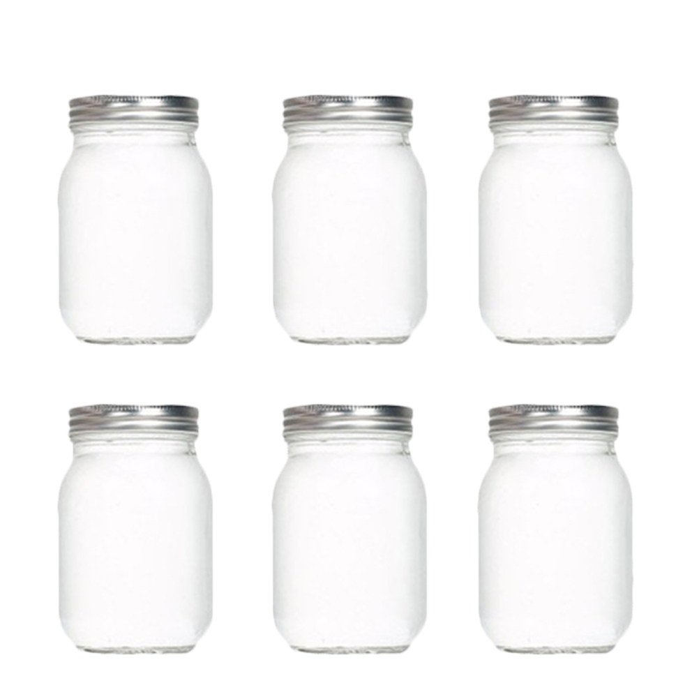 Food Storage Jar Glass - 6 stuks transparante ronde glazen potten