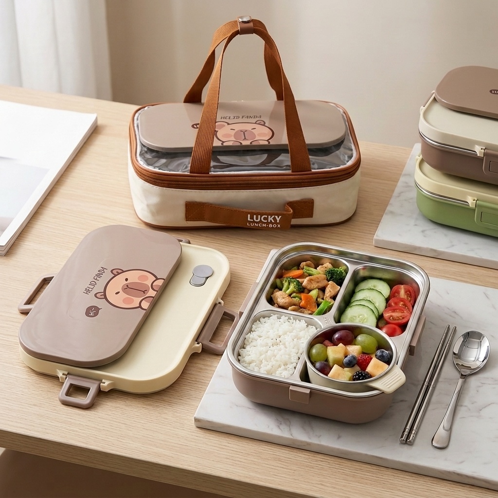 Food Storage Underground - 304 RVS Bento Lunchbox Set 4/5