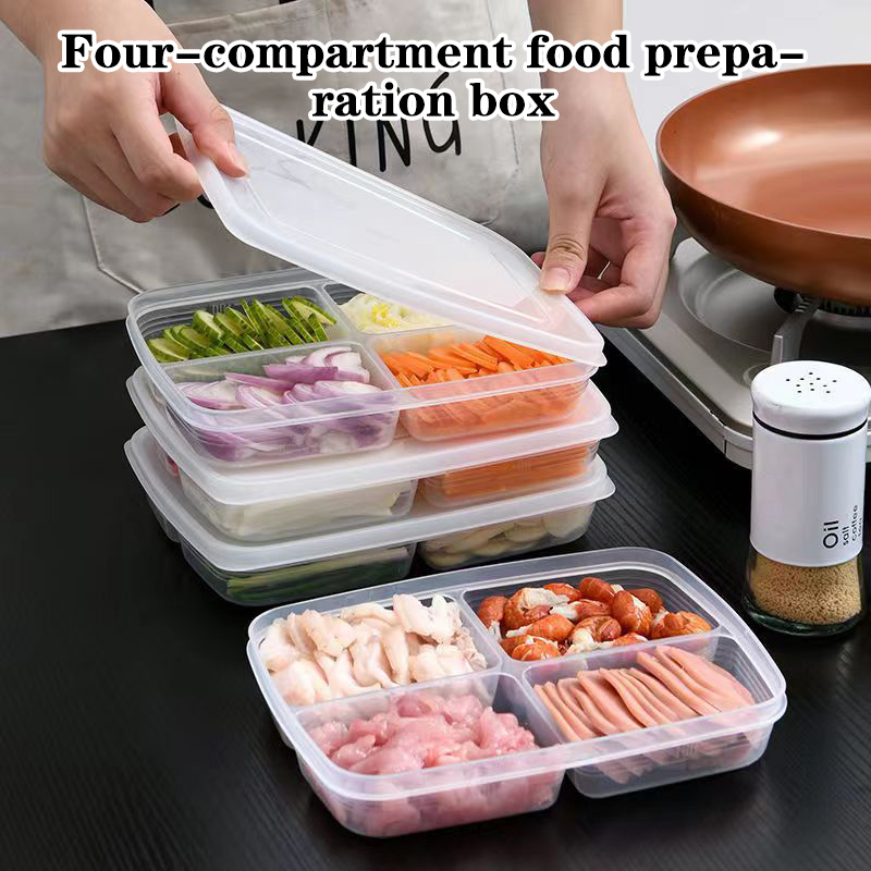 Food Storage Underground - Nieuwe【4 roosters Plastic opbergdoos Draagbaar compartiment