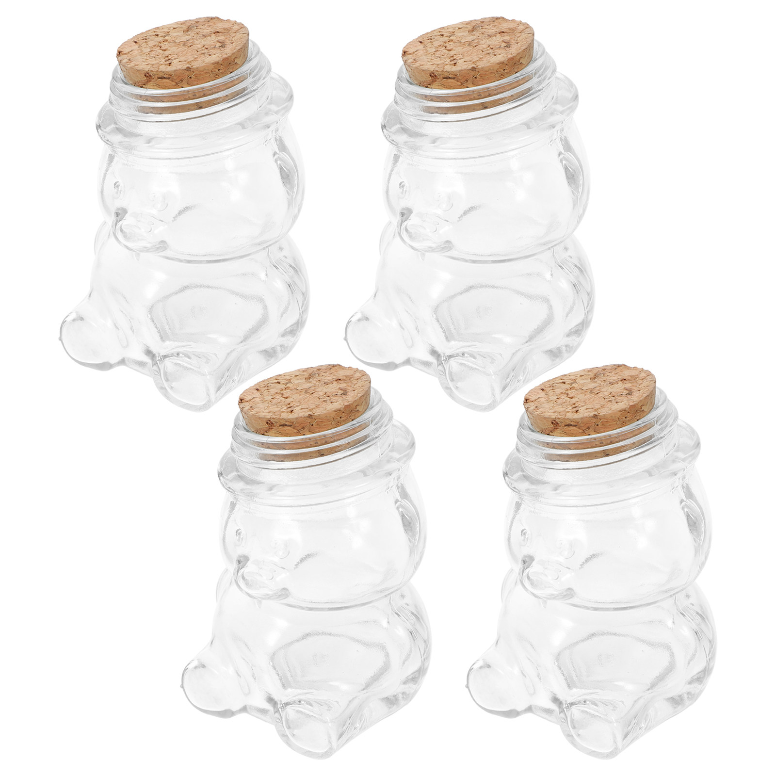 Food Storage Jar Glass - 4-delige glazen snoepkruikenset, transparante luchtdichte voedselbewaarcontainer