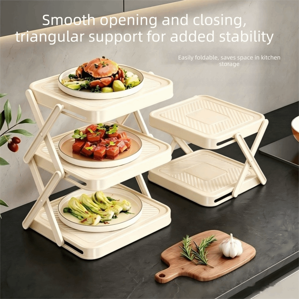 Food Storage And Preparation - 3/4-laags opbergrek voor gerechten, ruimtebesparend, inklapbaar,