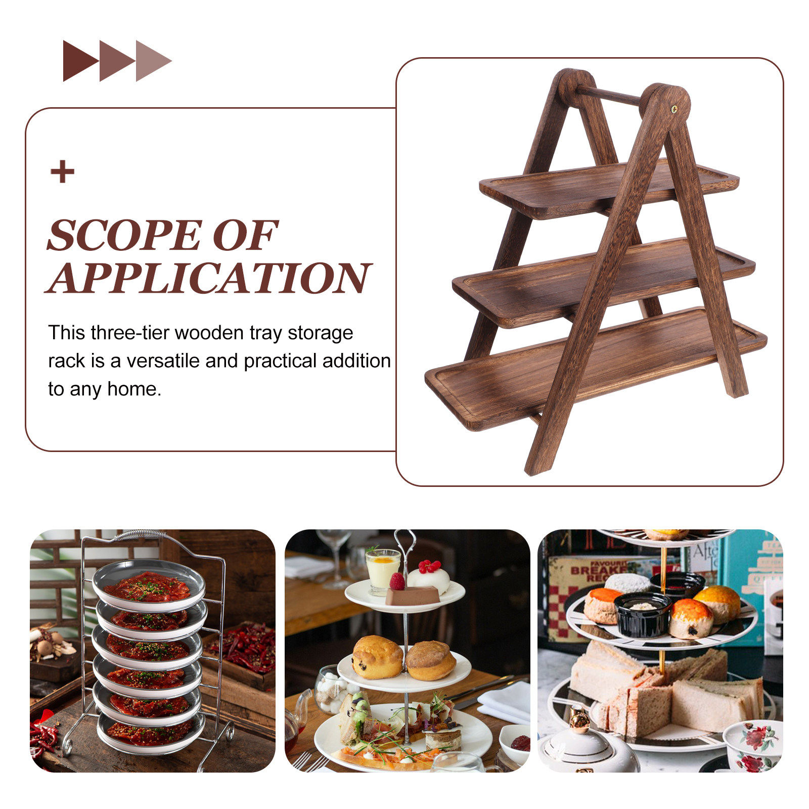 Houten 3-laags dienbladrek voo - Food Storage And Preparation recensie en prijs