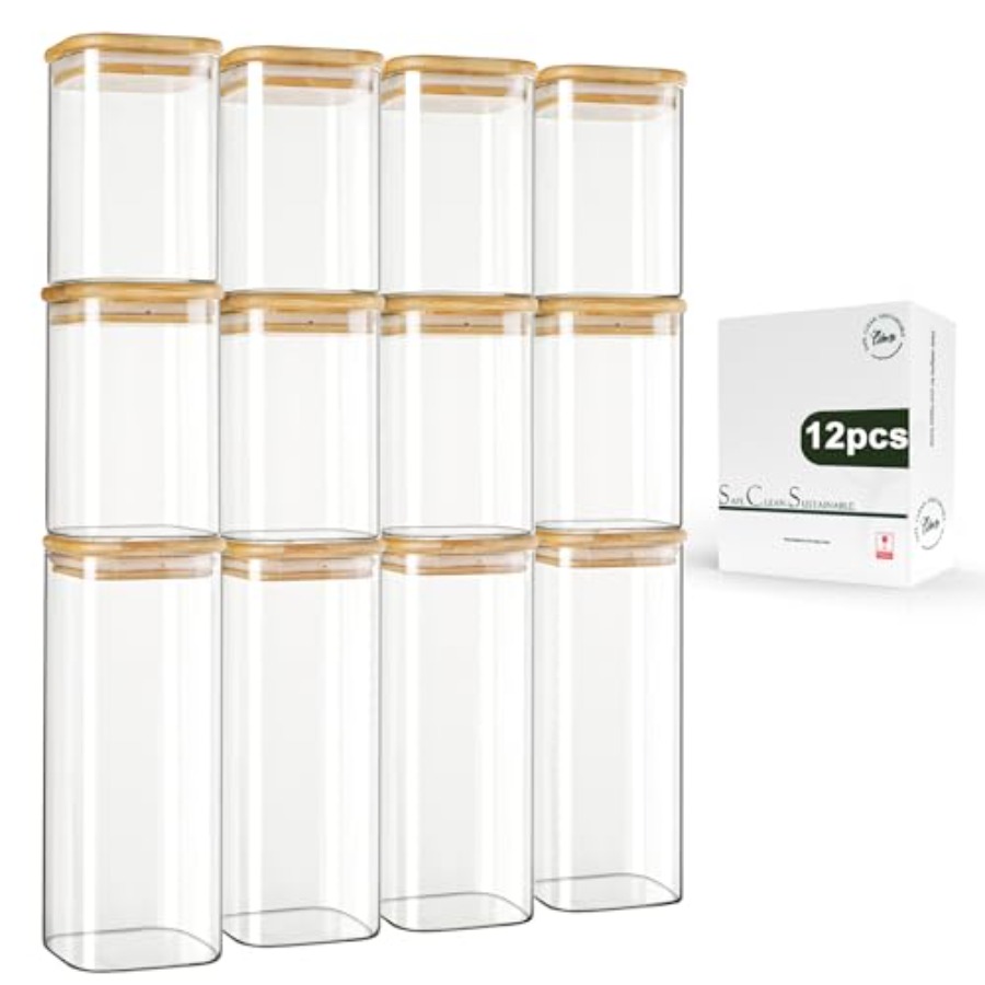 12-pack vierkante glazen voorr - Food Storage Jar Glass recensie en prijs