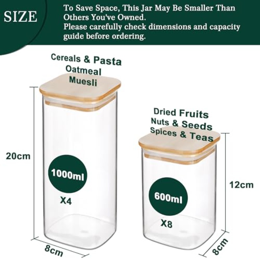 12-pack vierkante glazen voorr - Food Storage Jar Glass recensie en prijs