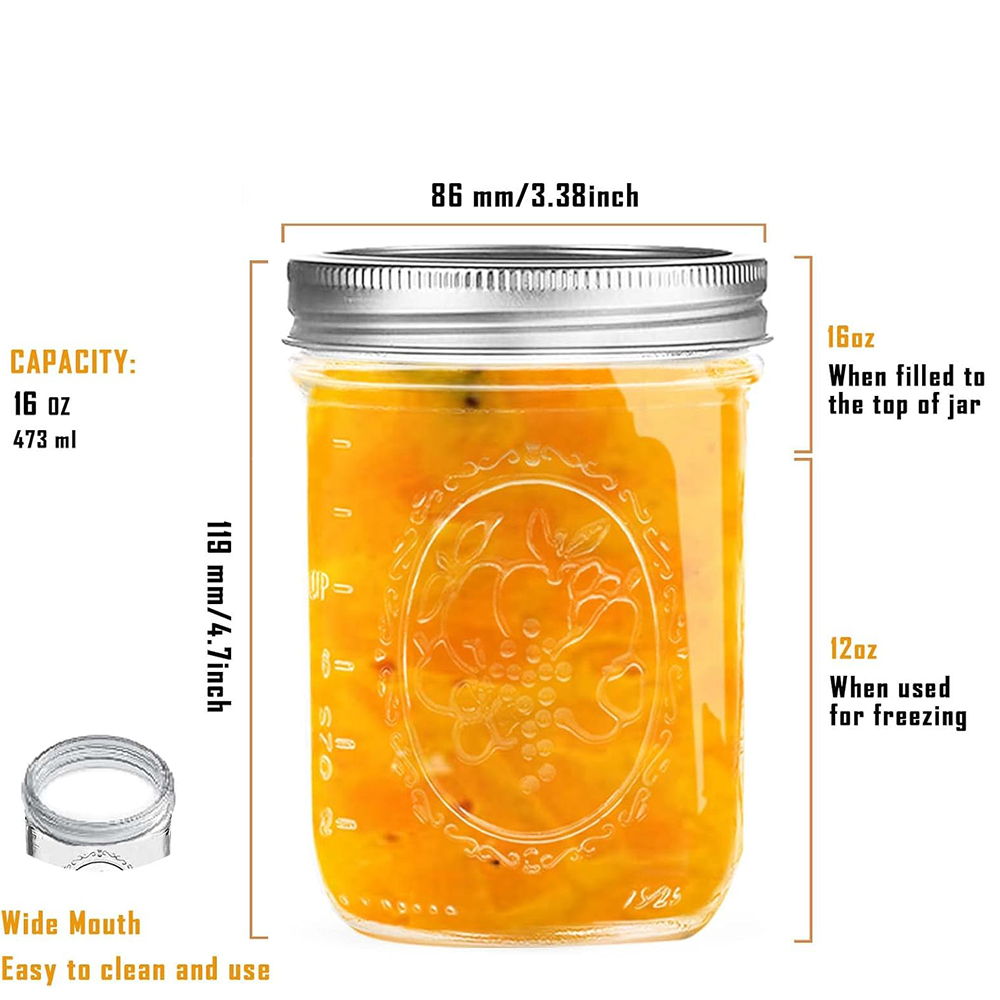 16oz brede-mond Mason-potten m - Mason Jar Wide Mouth recensie en prijs