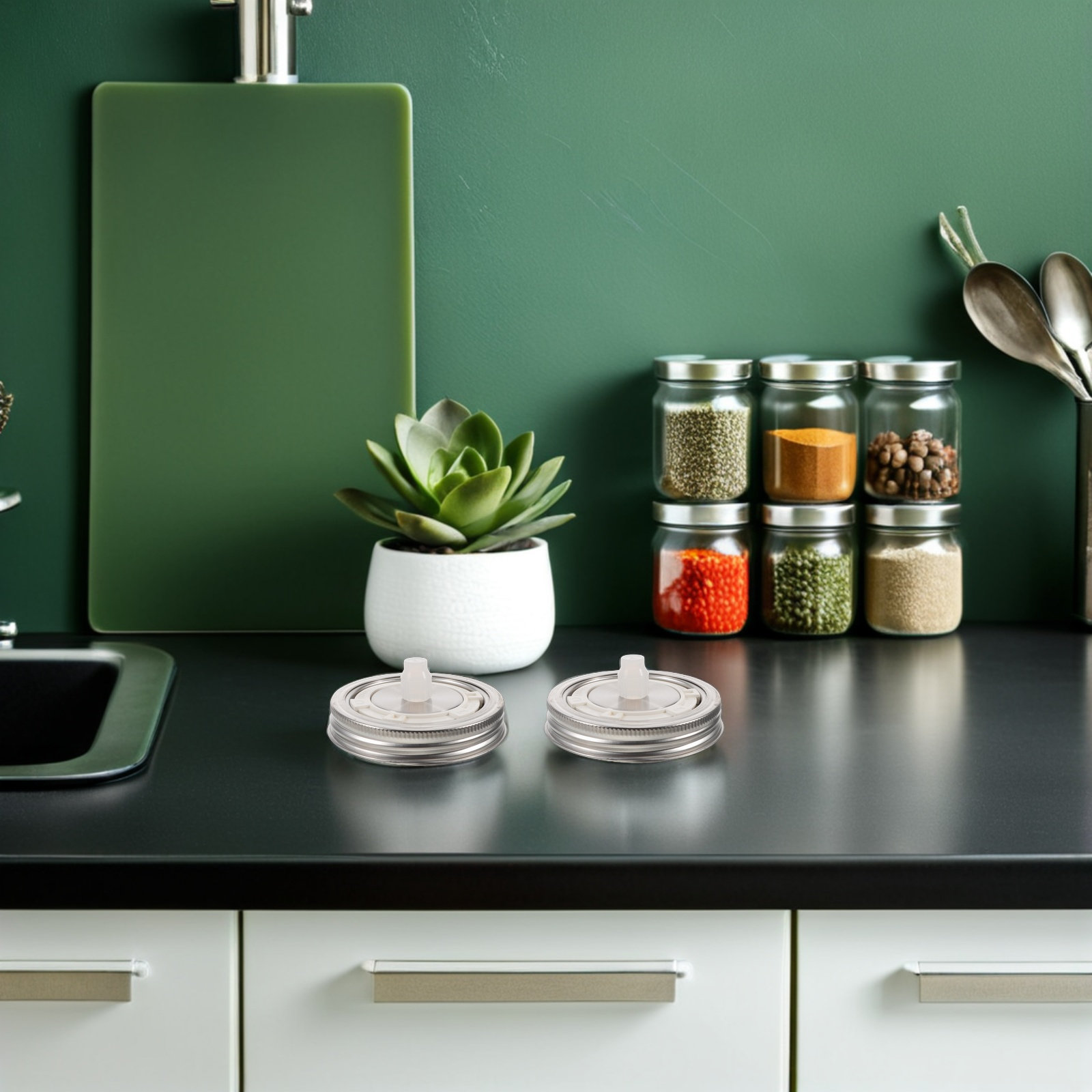 2 Stuks Luchtsluis Gisting Dek - Mason Jar Wide Mouth recensie en prijs